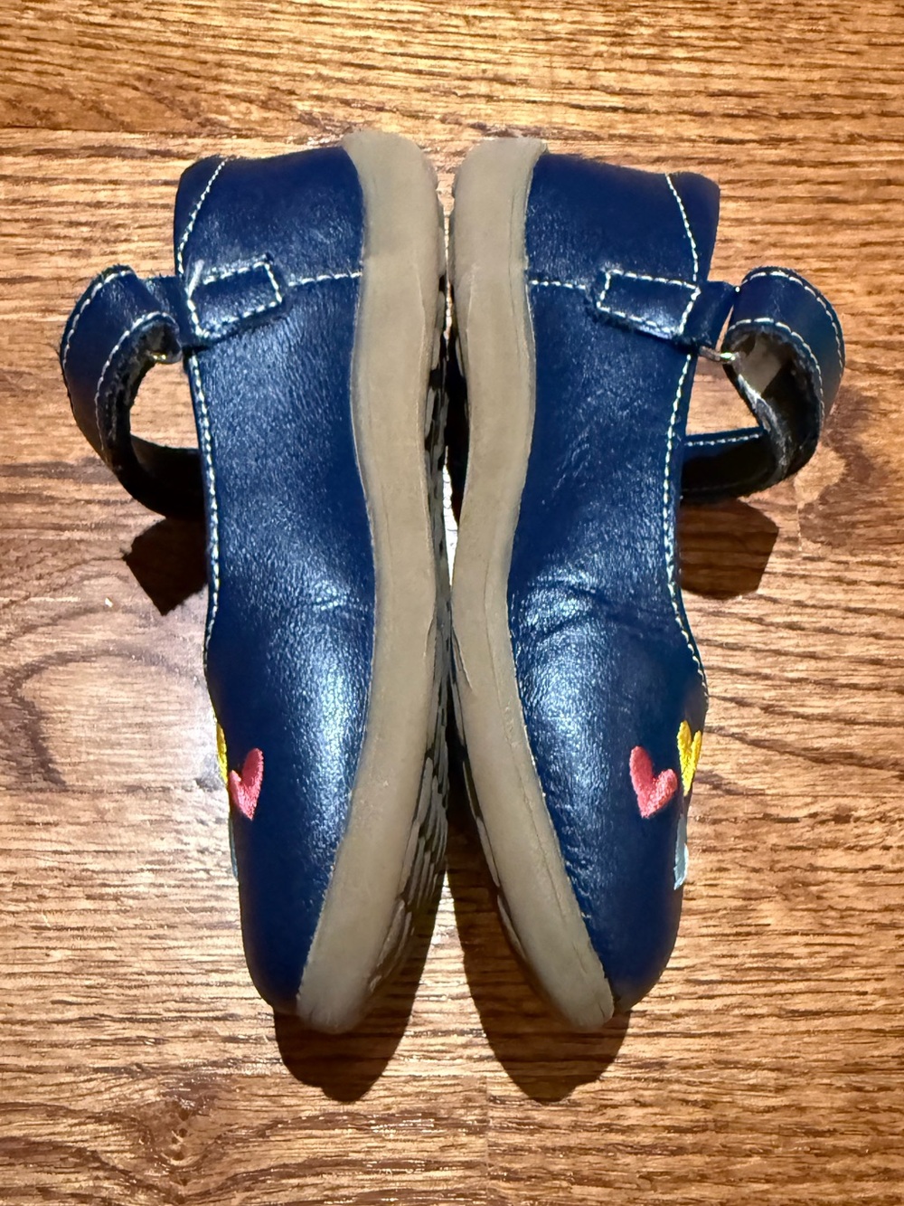 See Kai Run Ginny Navy Mary Jane Shoes with Embroidered Hearts Sz 11 - Picture 7 of 11